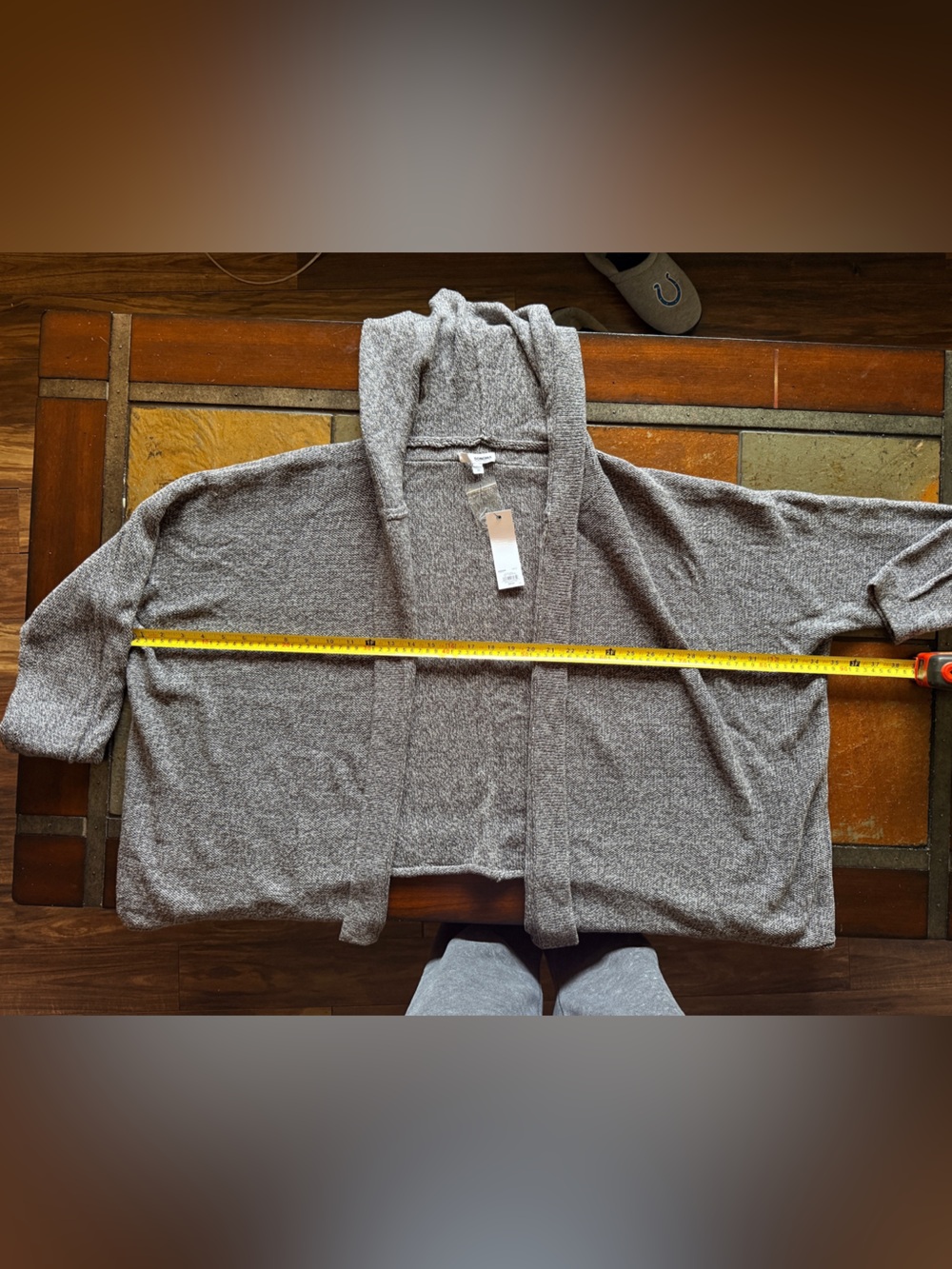 Sonoma xl open knit chunky kimono black white heathered gray layering preppy new
